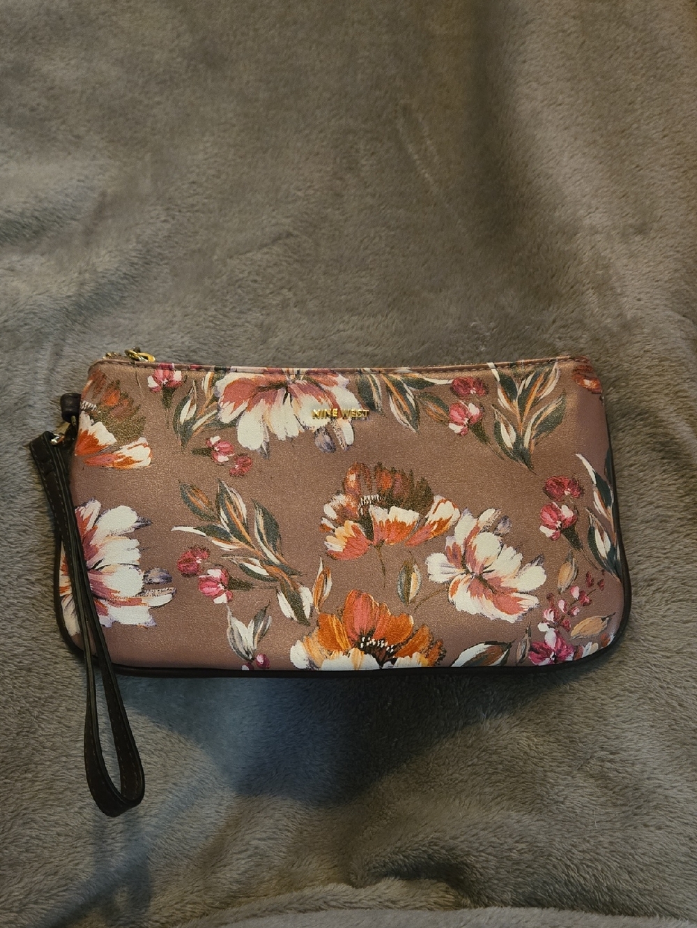 Nine West Floral Wristlet Clutch in Mauve and Pink